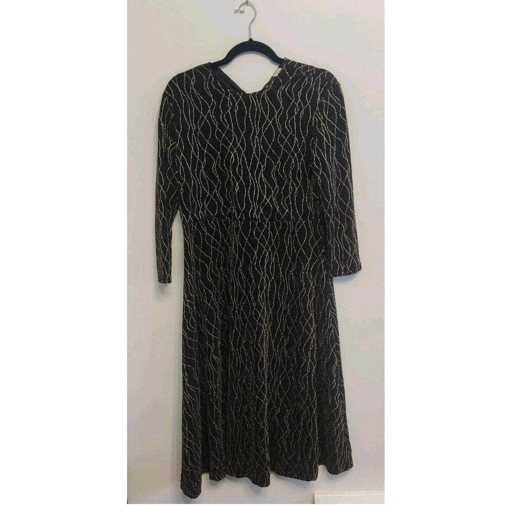 Ivee Womens Long Sleeve Dress Size L, Dark Brown With Sparkling Design